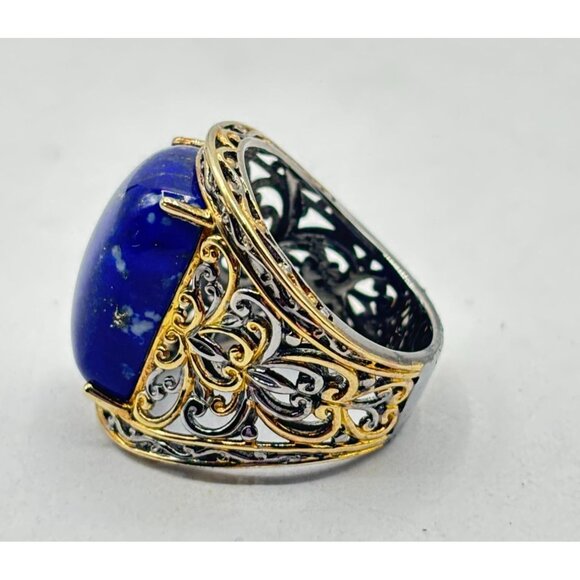 NH 925 Sterling Silver & Lapis Lazuli Filigree Ring Size 7 - Picture 4 of 5
